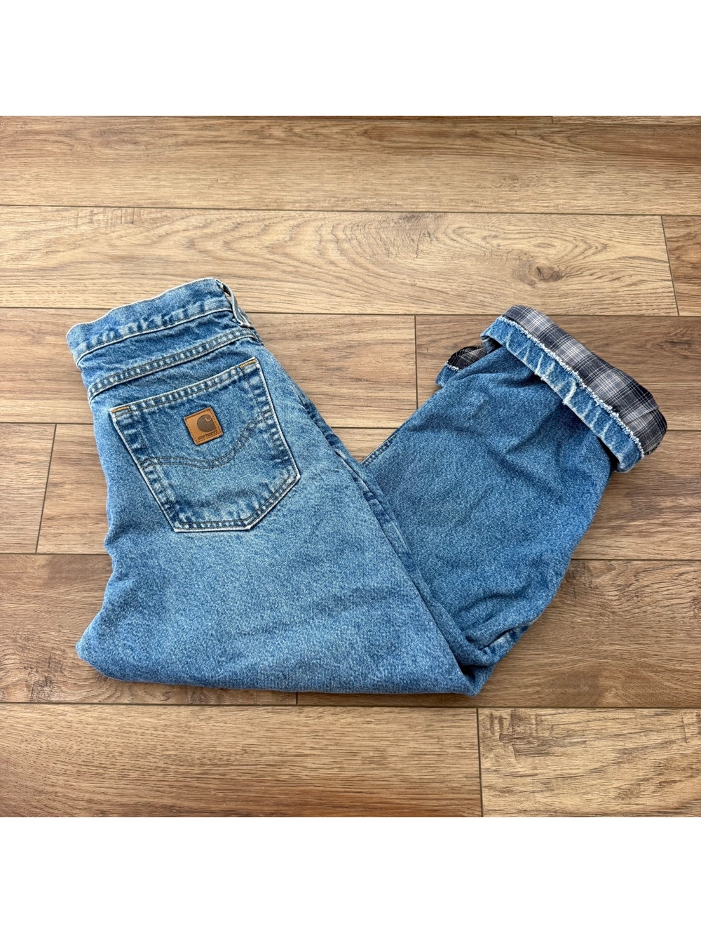 Vtg Carhartt B172 DST Flannel Lined Jeans Size 30 Flat 15”